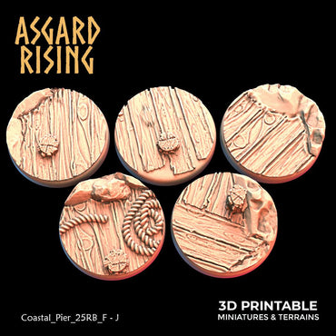 3D Printed Asgard Rising Coastal Pier Set 2 - 25 28 32 35mm Round Bases 28 32 mm Wargaming DnD (Online Only)