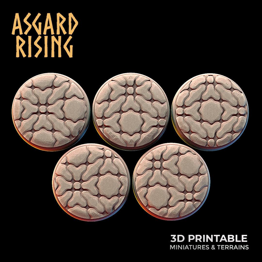 3D Printed Asgard Rising Cobblestone Round Base Set 25 28 32 35mm D&D (Online Only)
