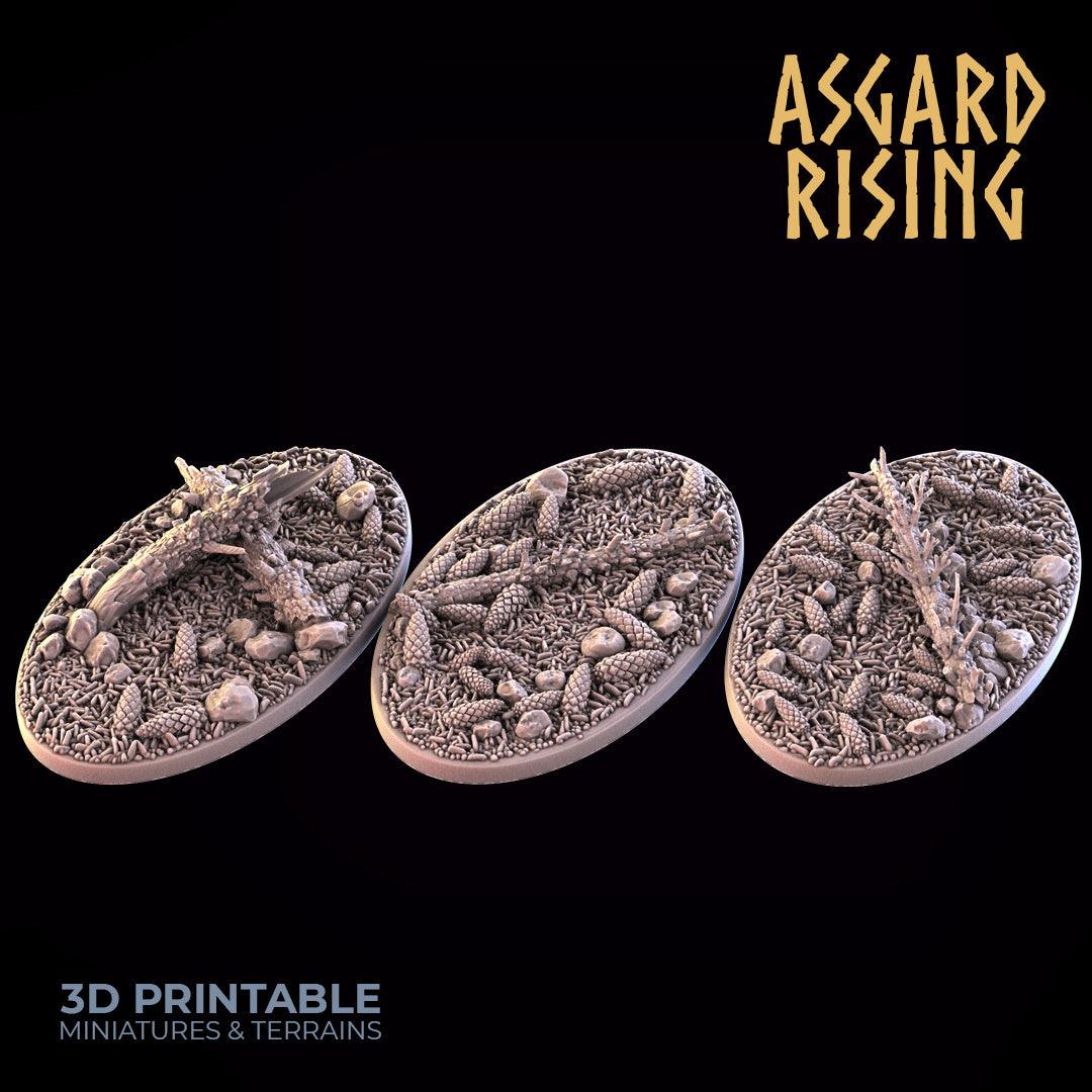 3D Printed Asgard Rising Conifers Oval Bases 28 32mm D&D (Online Only)