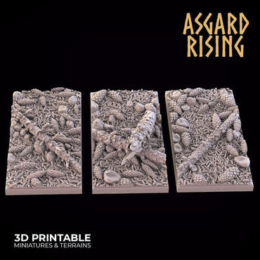 3D Printed Asgard Rising Conifers Rectangular Base Set 50x25mm D&D (Online Only)