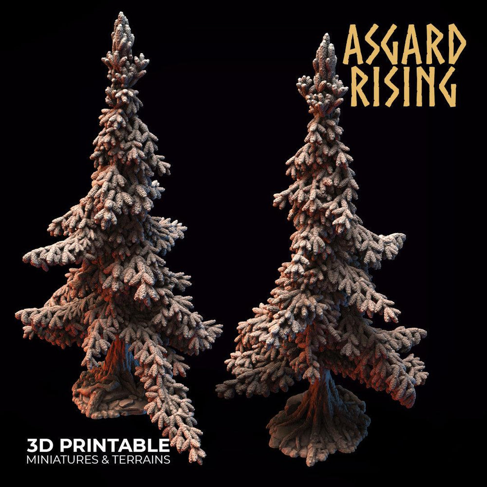 3D Printed Asgard Rising Conifers Spruce Modular Forest Tree Set 32mm D&D (Online Only)