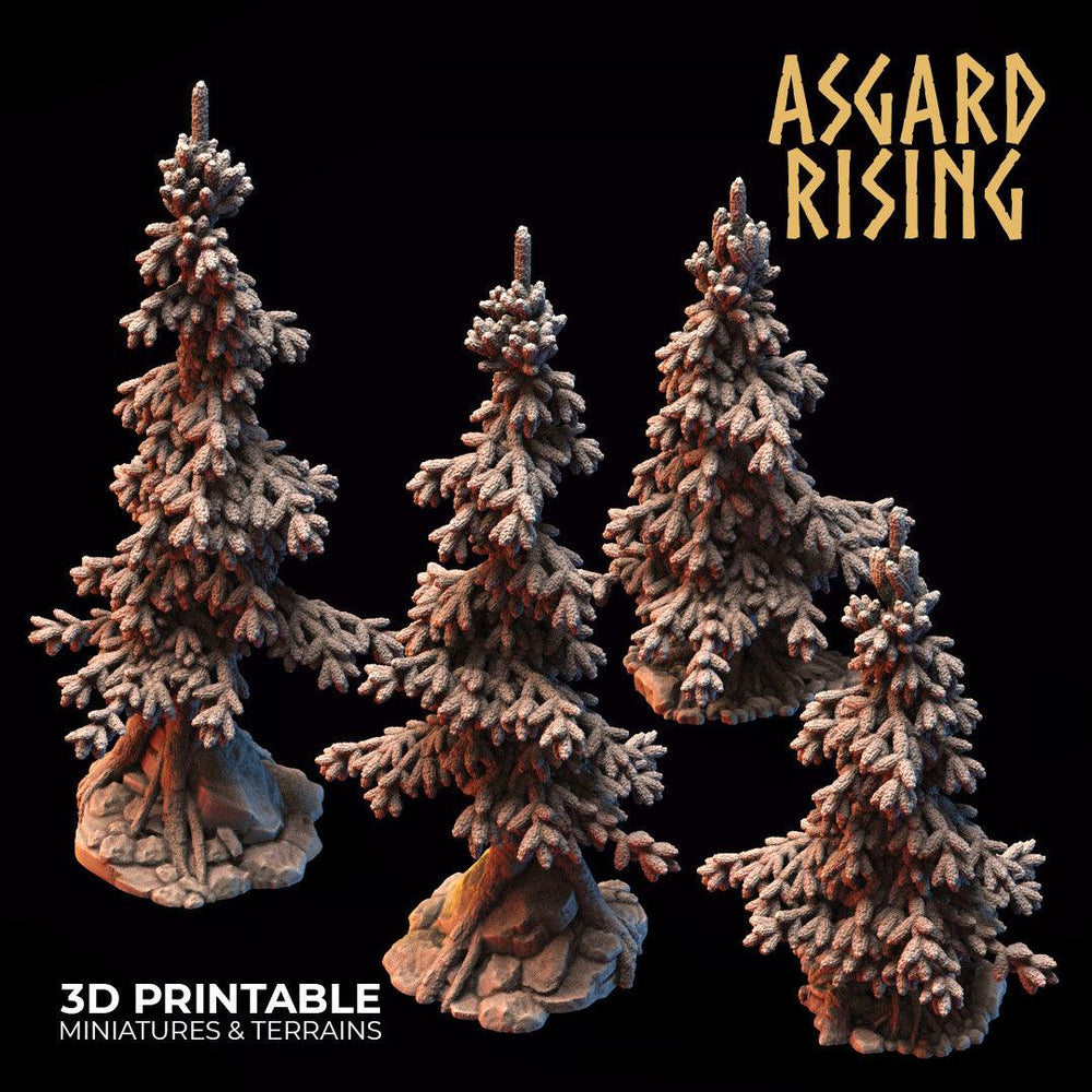 3D Printed Asgard Rising Conifers Spruce Modular Forest Tree Set 32mm D&D (Online Only)