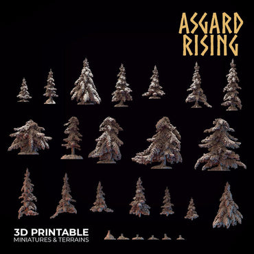 3D Printed Asgard Rising Conifers Spruce Modular Forest Tree Set 32mm D&D (Online Only)