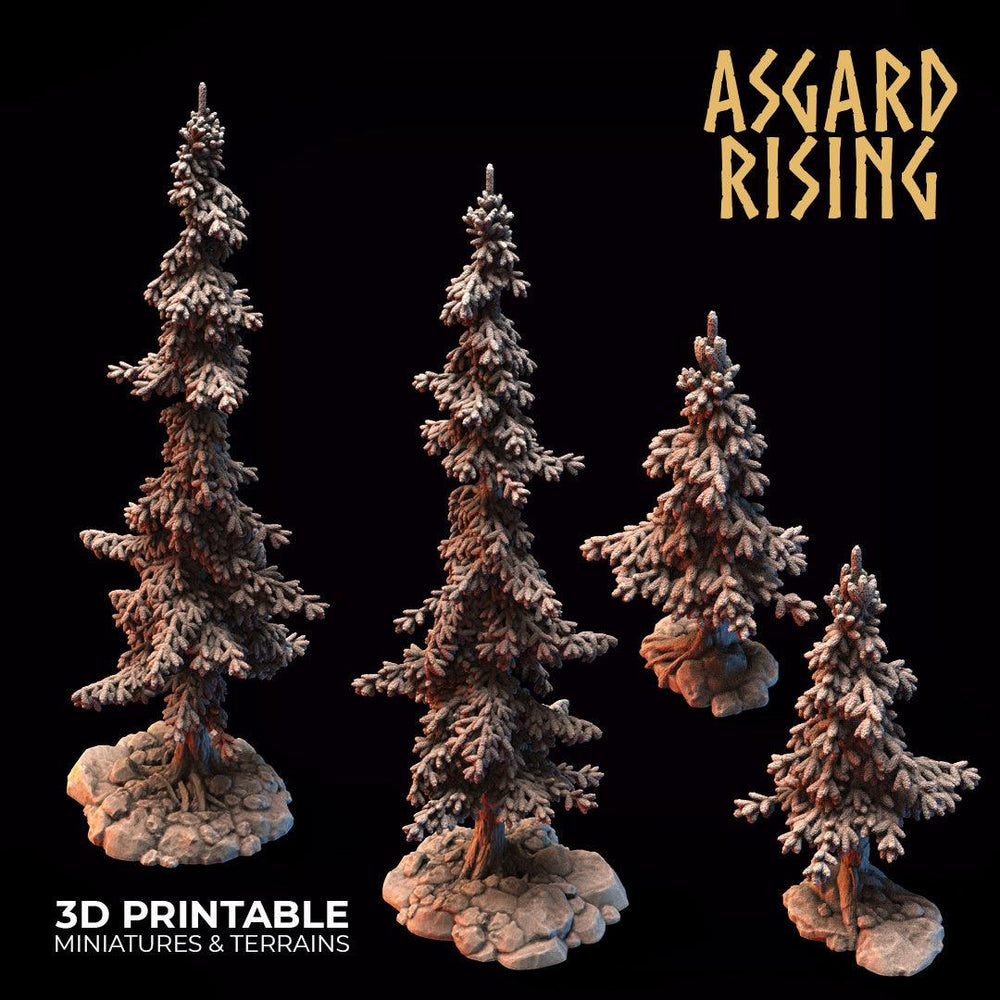 3D Printed Asgard Rising Conifers Spruce Modular Forest Tree Set 32mm D&D (Online Only)