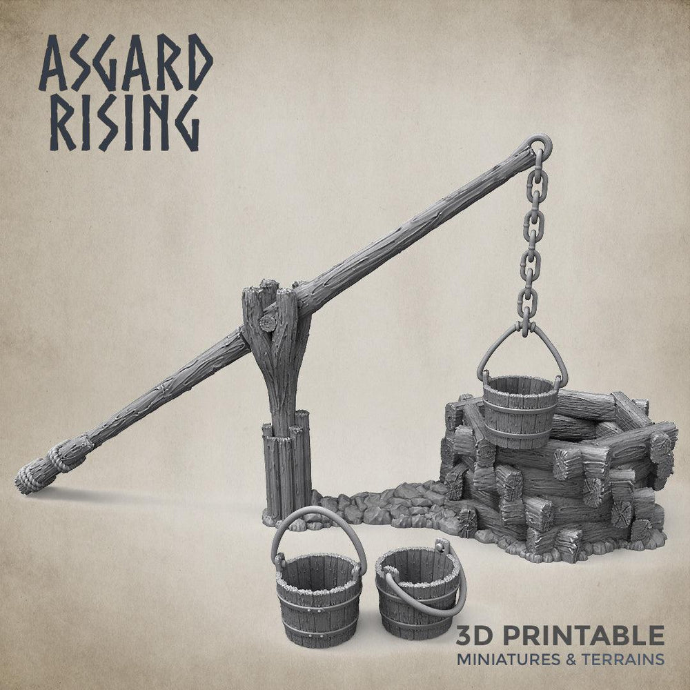 3D Printed Asgard Rising Crane Water Well 28 32 mm Wargaming DnD (Online Only)