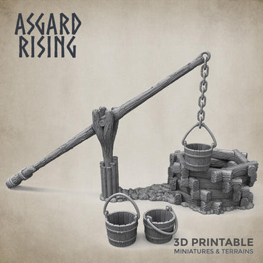 3D Printed Asgard Rising Crane Water Well 28 32 mm Wargaming DnD (Online Only)