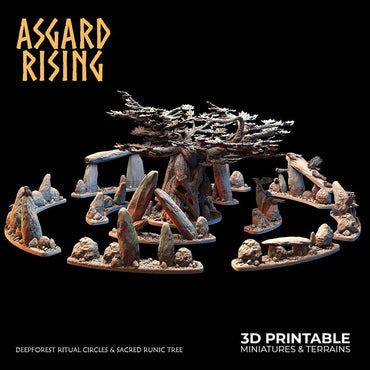 3D Printed Asgard Rising Deepforest Ritual Circles & Sacred Runic Tree - 28 32mm Wargaming DnD (Online Only)