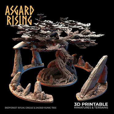 3D Printed Asgard Rising Deepforest Ritual Circles & Sacred Runic Tree - 28 32mm Wargaming DnD (Online Only)