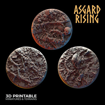 3D Printed Asgard Rising Deepforest Ritual Ground Round Base Set - 3 x 32 35 mm Round Base Set B Wargaming DnD (Online Only)