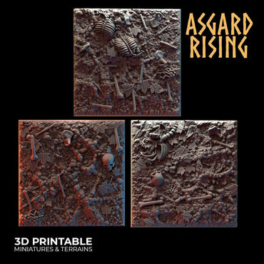 3D Printed Asgard Rising Deepforest Ritual Ground Square Bases - 3 x 40 mm Round Base Set B Wargaming DnD (Online Only)