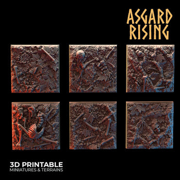 3D Printed Asgard Rising Deepforest Ritual Ground Square Bases - 6 x 20 mm Round Base Set B Wargaming DnD (Online Only)