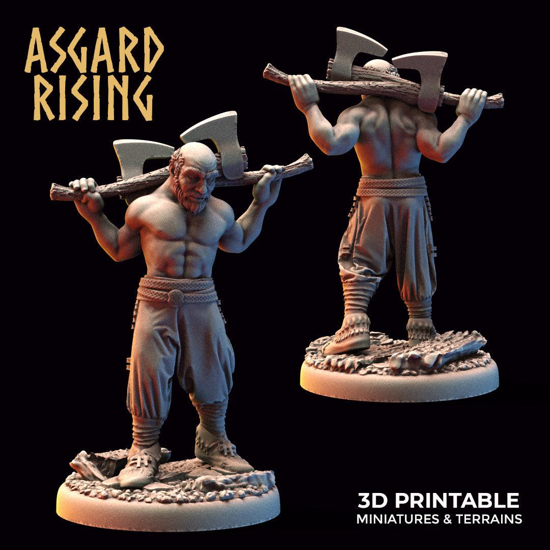 3D Printed Asgard Rising Double Ax Blacksmith 32mm Ragnarok D&D (Online Only)