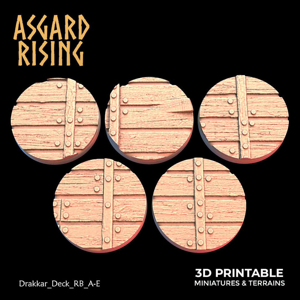 3D Printed Asgard Rising Drakkar Deck Round Bases 25 28 32 35mm Version 1 28 32 mm Wargaming DnD (Online Only)