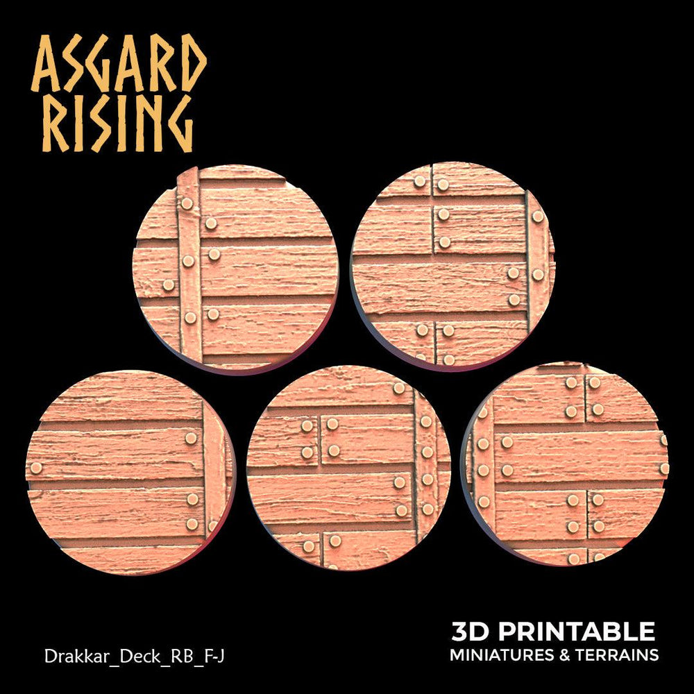 3D Printed Asgard Rising Drakkar Deck Round Bases 25 28 32 35mm Version 2 28 32 mm Wargaming DnD (Online Only)