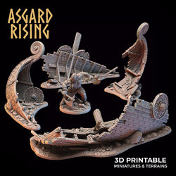 3D Printed Asgard Rising Drakkar Snekkar Ship Wreck Set 28 32 mm Wargaming DnD (Online Only)