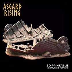 3D Printed Asgard Rising Drakkar Snekkar Ship Wreck Set 28 32 mm Wargaming DnD (Online Only)