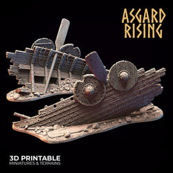 3D Printed Asgard Rising Drakkar Snekkar Ship Wreck Set 28 32 mm Wargaming DnD (Online Only)
