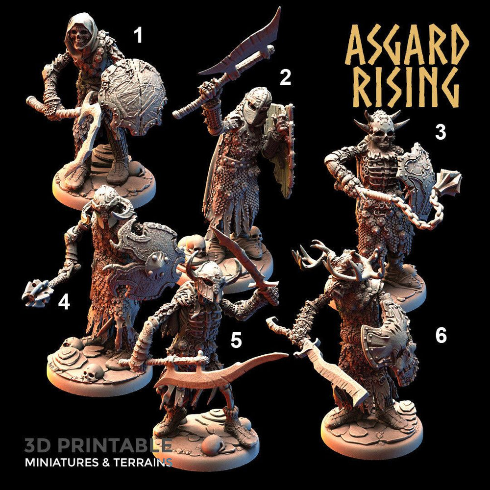 3D Printed Asgard Rising Draugr - Undead Skeleton Barrow Guards Set 28mm - 32mm (Online Only)