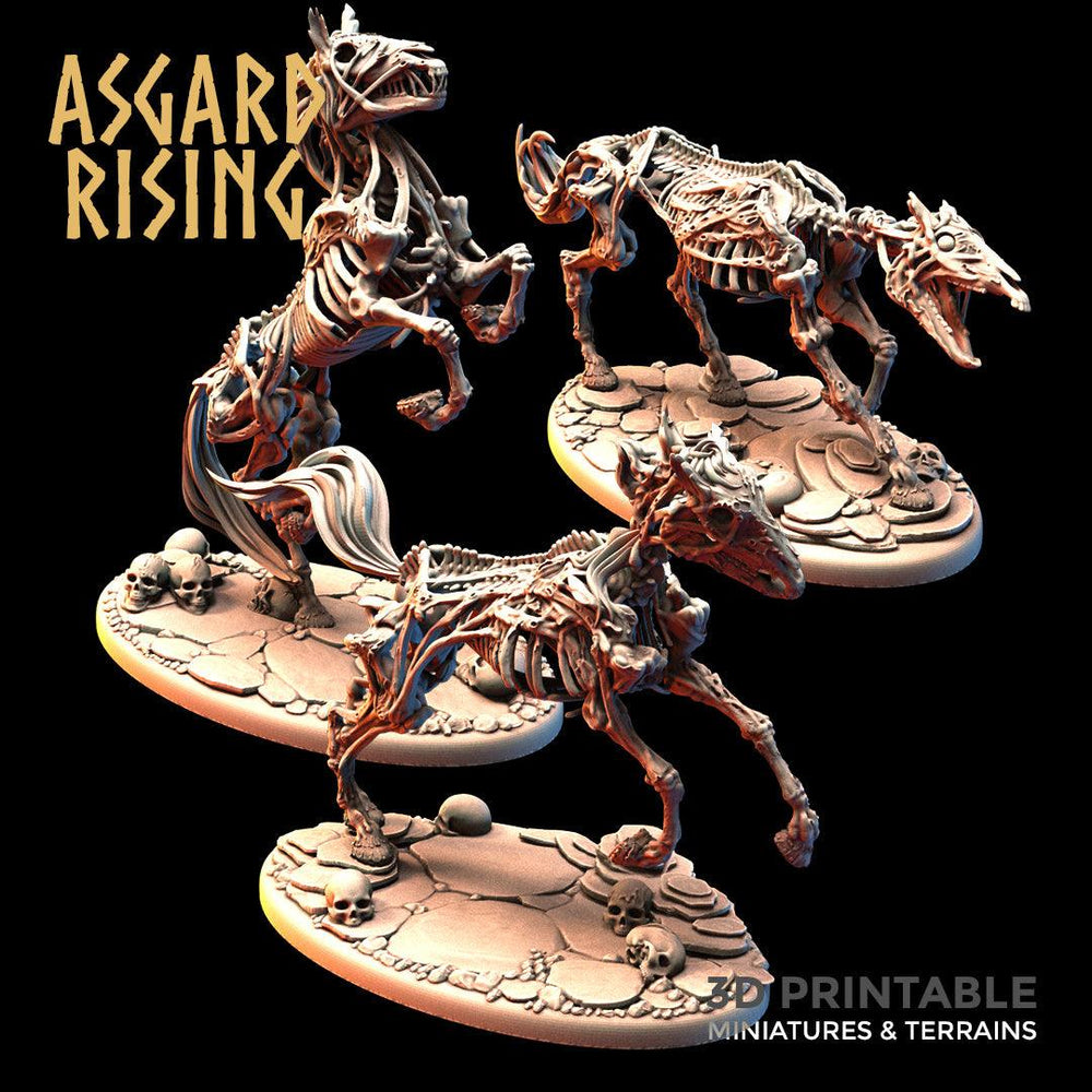 3D Printed Asgard Rising Draugr - Undead Skeleton Horses Set 28mm - 32mm (Online Only)