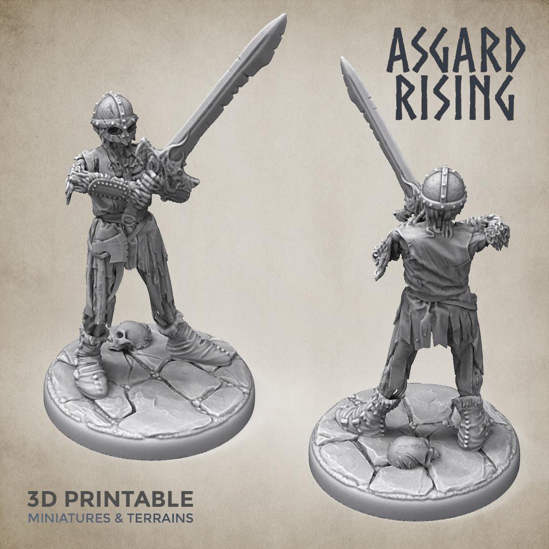 3D Printed Asgard Rising Draugr Undead Skeleton Warrior Miniature  - 28mm 32mm D&D (Online Only)