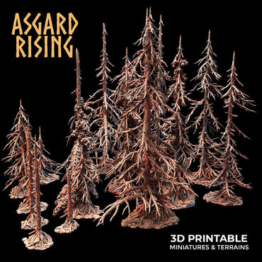 3D Printed Asgard Rising Dry Conifers Spruce Modular Forest Set 28mm 32mm D&D (Online Only)