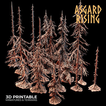3D Printed Asgard Rising Dry Conifers Spruce Modular Forest Set 28mm 32mm D&D (Online Only)