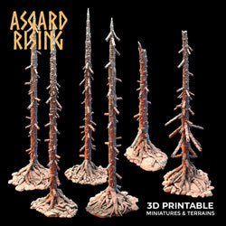 3D Printed Asgard Rising Dry Conifers Spruce Modular Forest Set 28mm 32mm D&D (Online Only)