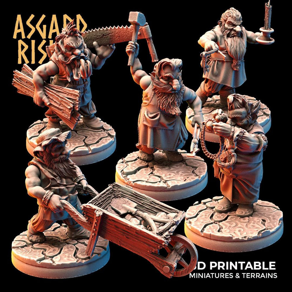 3D Printed Asgard Rising Dwarf Artisan Worker Set 28mm - 32mm (Online Only)