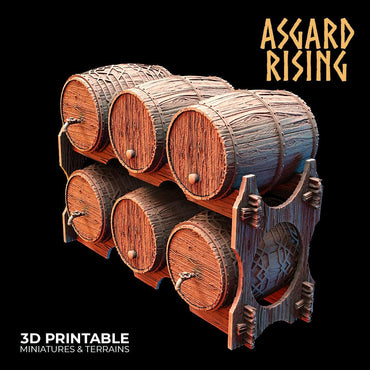 3D Printed Asgard Rising Dwarf Barrels Distillery and Brewery 28mm - 32mm (Online Only)