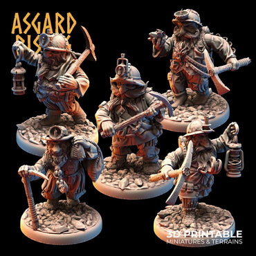 3D Printed Asgard Rising Dwarf Dwarven Miners Set 1 28mm - 32mm (Online Only)