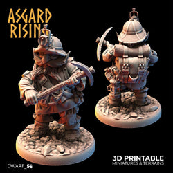 3D Printed Asgard Rising Dwarf Dwarven Miners Set 1 28mm - 32mm (Online Only)