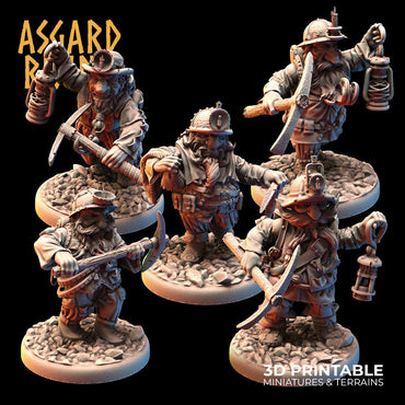 3D Printed Asgard Rising Dwarf Dwarven Miners Set 2 28mm - 32mm (Online Only)