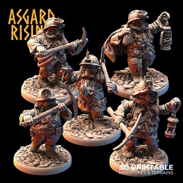 3D Printed Asgard Rising Dwarf Dwarven Miners Set 3 28mm - 32mm (Online Only)