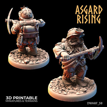 3D Printed Asgard Rising Dwarf Dwarven Miners Set 3 28mm - 32mm (Online Only)