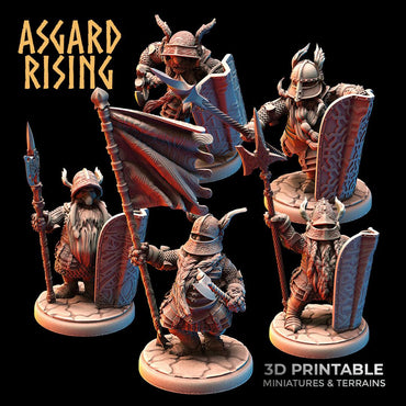3D Printed Asgard Rising Dwarf Full Plate Shield and Banner Set 28mm - 32mm (Online Only)