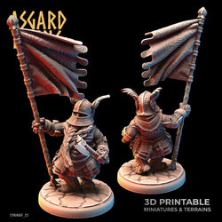 3D Printed Asgard Rising Dwarf Full Plate Shield and Banner Set 28mm - 32mm (Online Only)