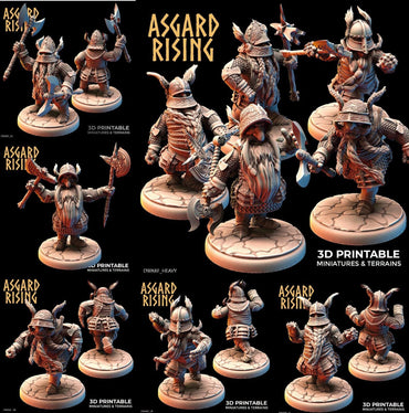 3D Printed Asgard Rising Dwarf Full Plate Warrior Warband Set 28mm - 32mm (Online Only)