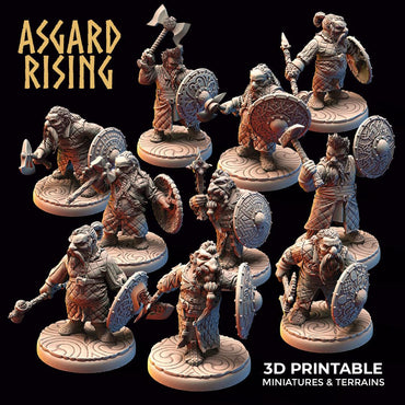 3D Printed Asgard Rising Dwarf Warrior Gambeson Modular Warband Set 28mm - 32mm (Online Only)