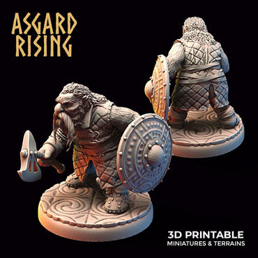 3D Printed Asgard Rising Dwarf Warrior Gambeson Modular Warband Set 28mm - 32mm (Online Only)