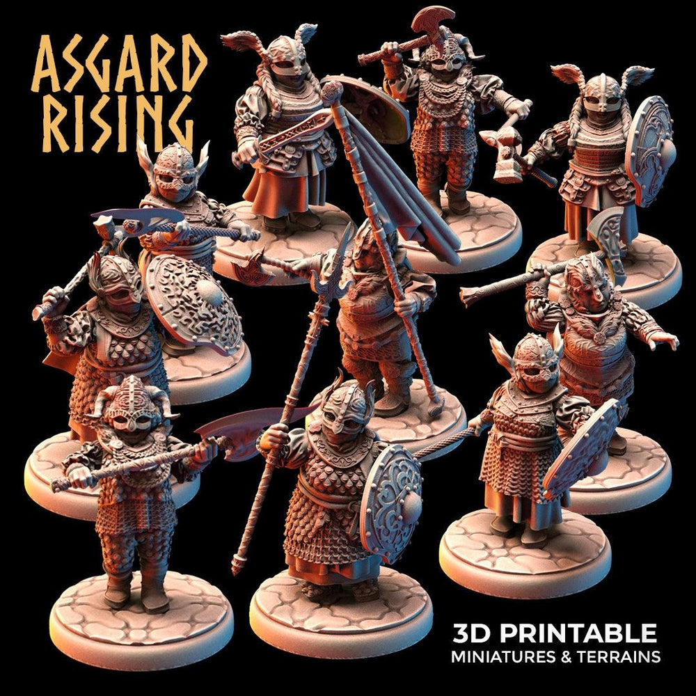 3D Printed Asgard Rising Dwarven Shield-Maidens Set 28mm - 32mm (Online Only)