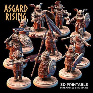 3D Printed Asgard Rising Dwarven Shield-Maidens Set 28mm - 32mm (Online Only)