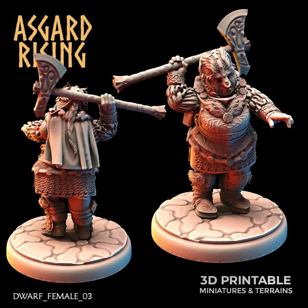 3D Printed Asgard Rising Dwarven Shield-Maidens Set 28mm - 32mm (Online Only)