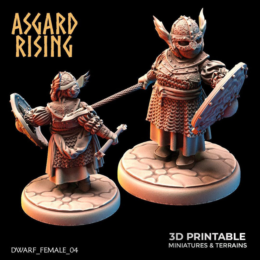 3D Printed Asgard Rising Dwarven Shield-Maidens Set 28mm - 32mm (Online Only)