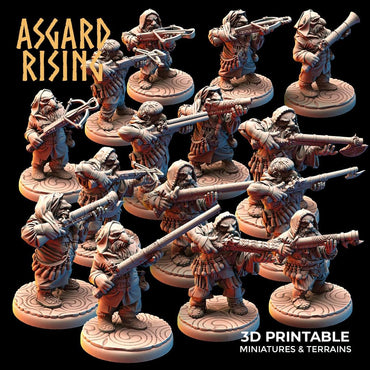 3D Printed Asgard Rising Dwarves Hooded Rangers Ranged Weapons Set 28mm - 32mm (Online Only)