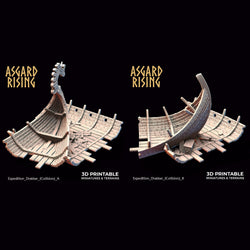 3D Printed Asgard Rising Expedition Drakkar Ship Collision Set 28 32 mm Wargaming DnD (Online Only)