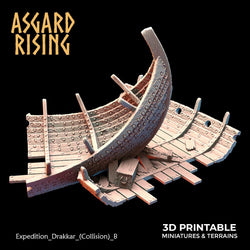 3D Printed Asgard Rising Expedition Drakkar Ship Collision Set 28 32 mm Wargaming DnD (Online Only)