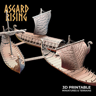 3D Printed Asgard Rising Expedition Drakkars Ship 28 32 mm Wargaming DnD (Online Only)