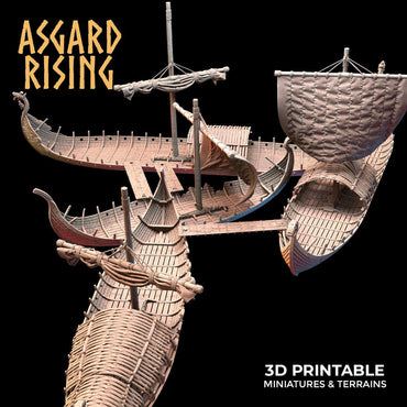 3D Printed Asgard Rising Expedition Drakkars Ship 28 32 mm Wargaming DnD (Online Only)