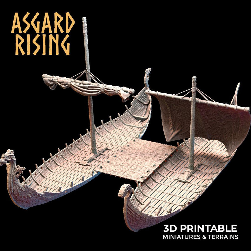 3D Printed Asgard Rising Expedition Drakkars Ship 28 32 mm Wargaming DnD (Online Only)