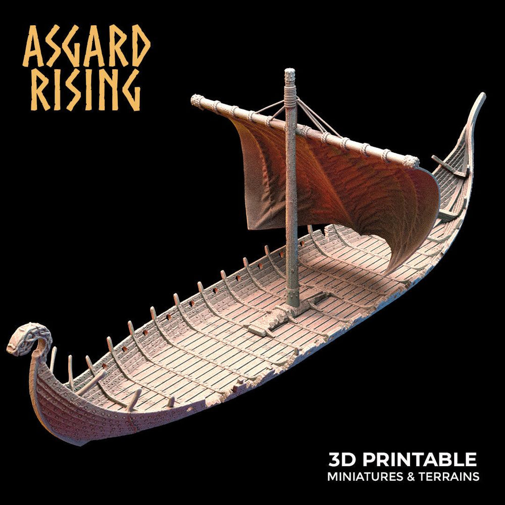3D Printed Asgard Rising Expedition Drakkars Ship 28 32 mm Wargaming DnD (Online Only)